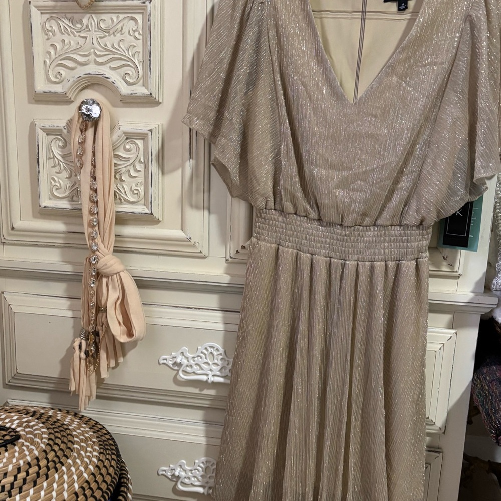 Metallic Gold Maxi Event Dress
